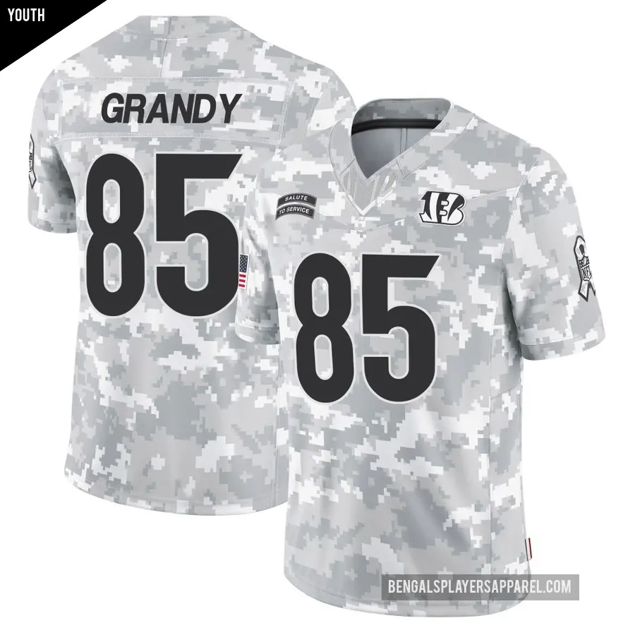 Youth Cincinnati Bengals ＃85 Cam Grandy Arctic Camo Limited 2024 Salute to Service Jersey
