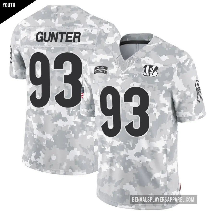 Youth Cincinnati Bengals ＃93 Jeff Gunter Arctic Camo Limited 2024 Salute to Service Jersey