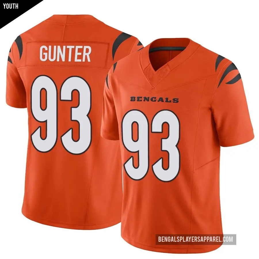 Youth Cincinnati Bengals ＃93 Jeff Gunter Orange Limited Vapor F.U.S.E. Jersey